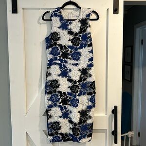 Blue and White Lace Overlay Dress